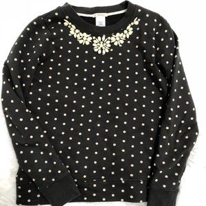 JCrew Crewcuts Jeweled Cream Blk Sweatshirt Sz 12